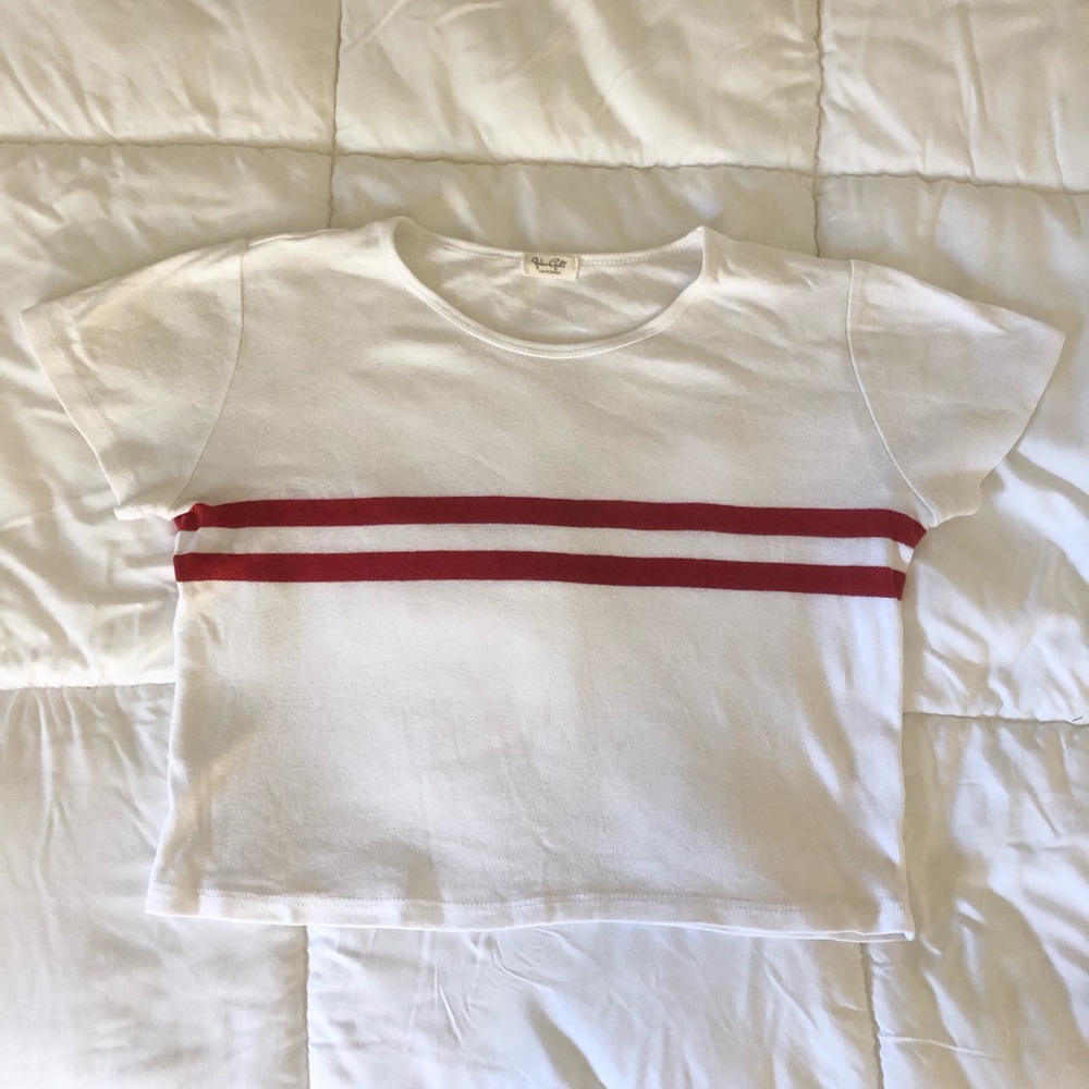 Red Stripe White Crop Top